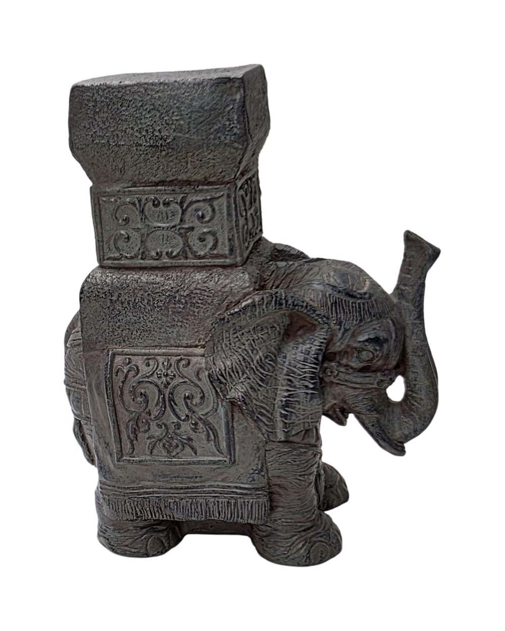 Andrea by Sadek Asian Lucky Elephant Heavy Ornate Bookend Brown and Gold Trunk U